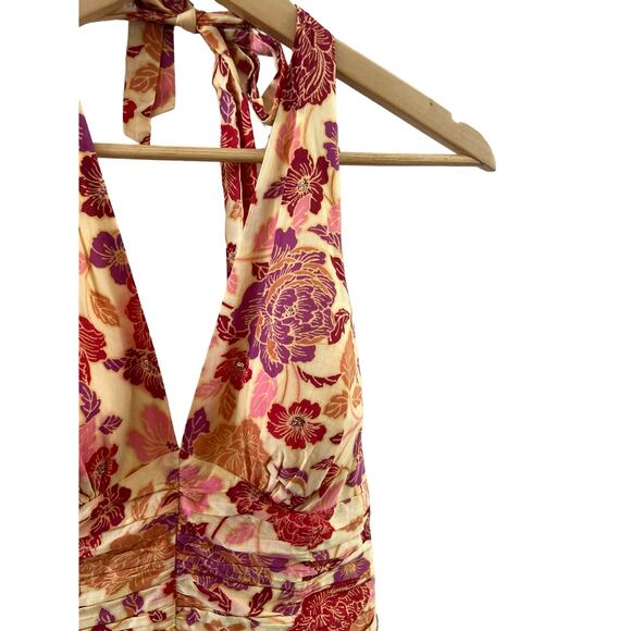Philip Decaprio Womens Halter Neck Floral Mini Summer Dress Padded Size 8 | P303 - Picture 4 of 16